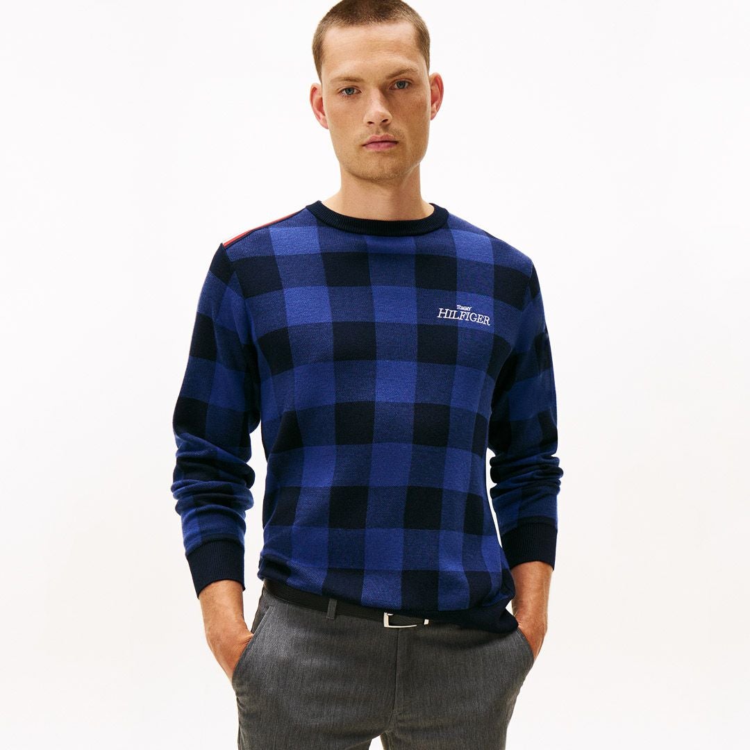 トミー ヒルフィガー ゴルフ Tommy Hilfiger Golf メンズ メンズ チェックジャガード クルーネックニット THMA571 詳細31