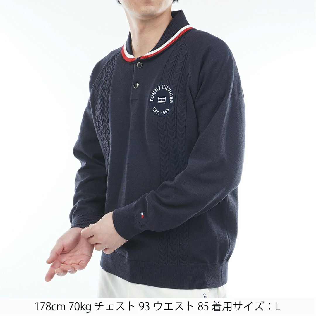 トミー ヒルフィガー ゴルフ Tommy Hilfiger Golf メンズ メンズ ケーブル柄 ショールカラーニット THMA572 詳細8