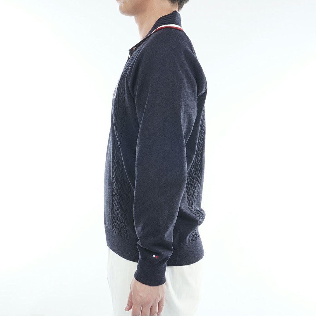 トミー ヒルフィガー ゴルフ Tommy Hilfiger Golf メンズ メンズ ケーブル柄 ショールカラーニット THMA572 詳細9