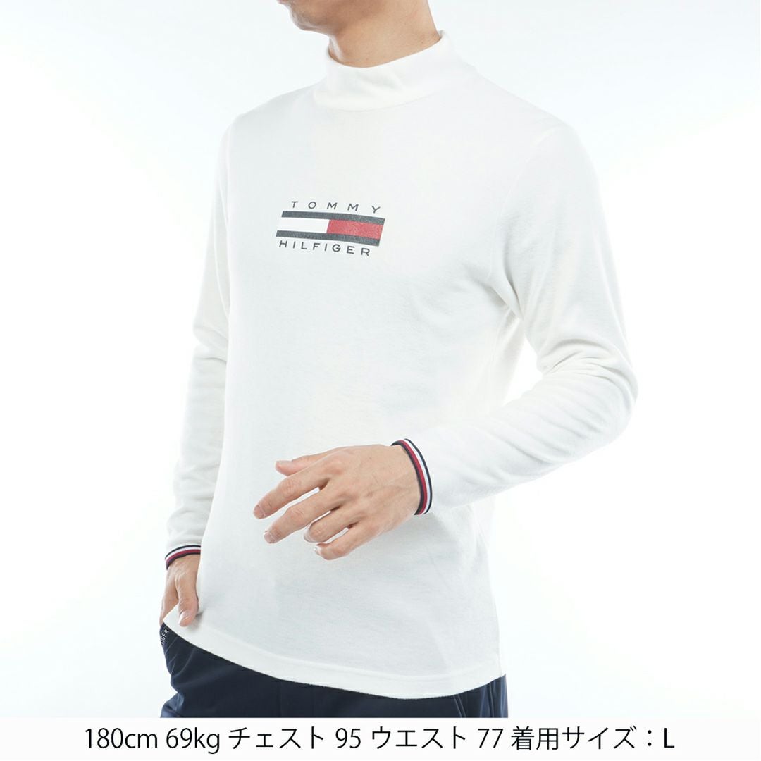 新品　トミーヒルフィガーゴルフ　ハイネックシャツ　モックネック　長袖　ホワイト 30％OFF】[トミーヒルフィガー]メンズ トミーフラッグ 長袖ハイネック