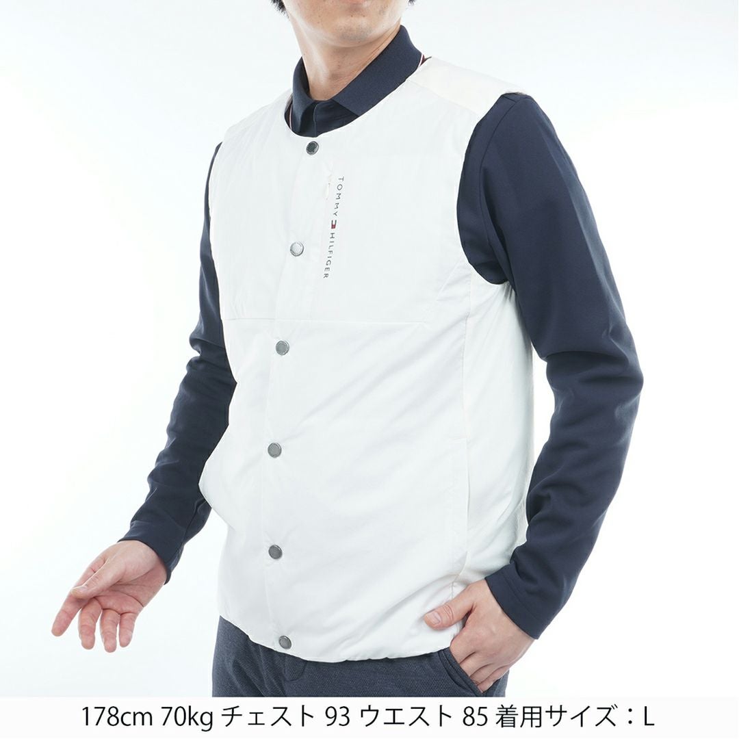 トミー ヒルフィガー ゴルフ Tommy Hilfiger Golf メンズ メンズ ノーカラー中綿ベスト THMA585 詳細2