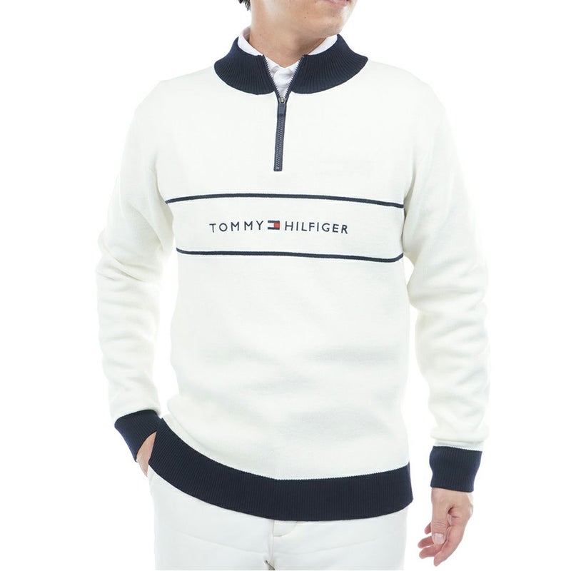 トミー ヒルフィガー ゴルフ Tommy Hilfiger Golf メンズ メンズ フロントロゴ　ハーフZIPモックネックニット THMA587 詳細1