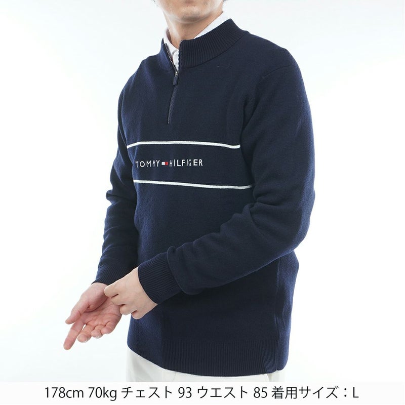 トミー ヒルフィガー ゴルフ Tommy Hilfiger Golf メンズ メンズ フロントロゴ　ハーフZIPモックネックニット THMA587 詳細14