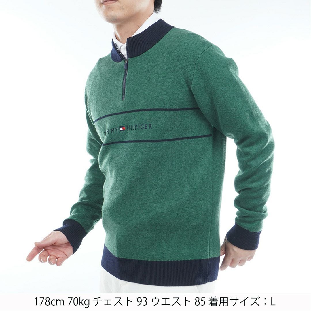 トミー ヒルフィガー ゴルフ Tommy Hilfiger Golf メンズ メンズ フロントロゴ　ハーフZIPモックネックニット THMA587 詳細17
