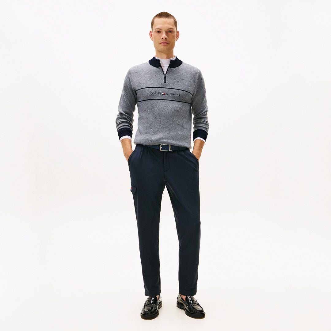 30％OFF】[トミーヒルフィガー]メンズ フロントロゴ ハーフZIPモック
