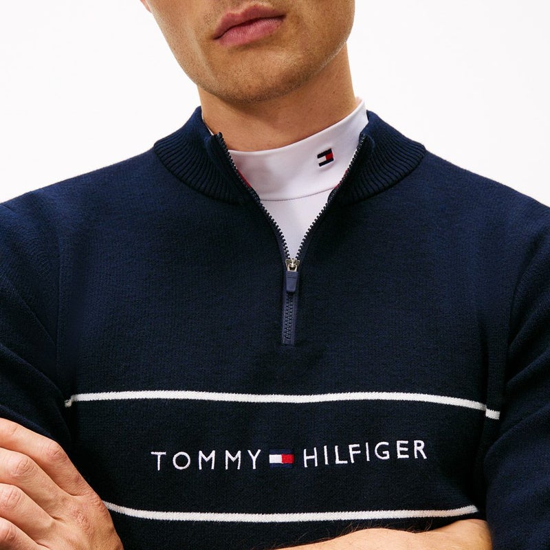 トミー ヒルフィガー ゴルフ Tommy Hilfiger Golf メンズ メンズ フロントロゴ　ハーフZIPモックネックニット THMA587 詳細28