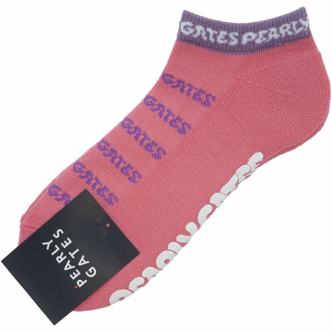 パーリーゲイツ PEARLY GATES メンズ ロゴボーダーアンクルソックス PAMG5BYF ローズピンク
