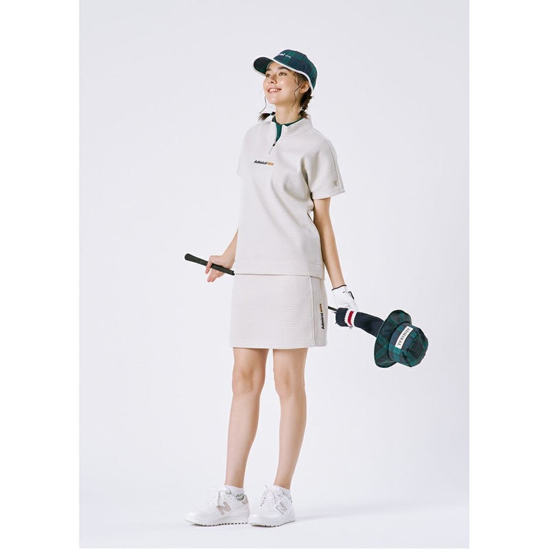 AdmiralGOLF アドミラルゴルフ レディース ゴルフウェア 半袖プルオーバー アイボリー モデル着用1