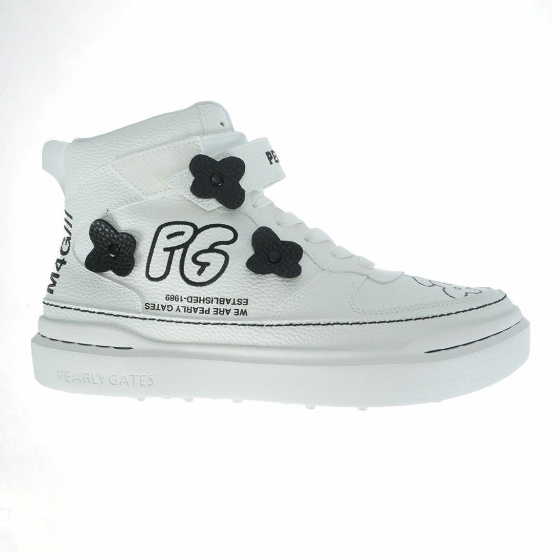 パーリーゲイツ PEARLY GATES メンズ ロゴ×花柄ハイカットシューズ 053-5292101 パールホワイト