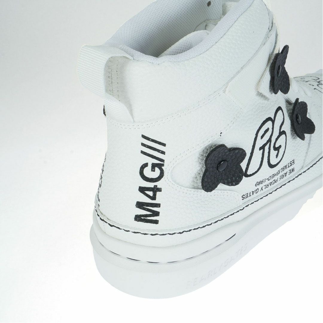 パーリーゲイツ PEARLY GATES メンズ ロゴ×花柄ハイカットシューズ 053-5292101 パールホワイト