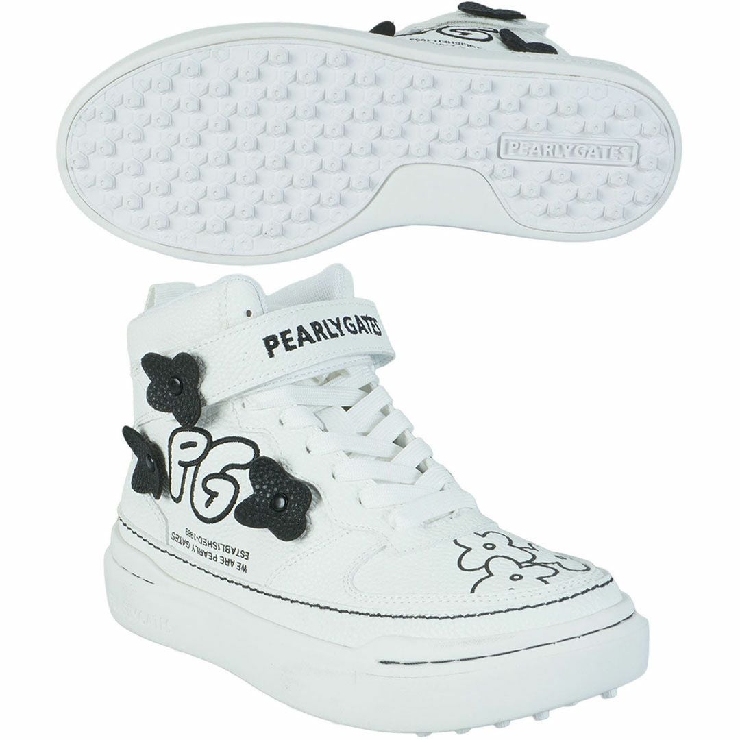 パーリーゲイツ PEARLY GATES レディース ロゴ×花柄ハイカットシューズ 053-5292102 パールホワイト