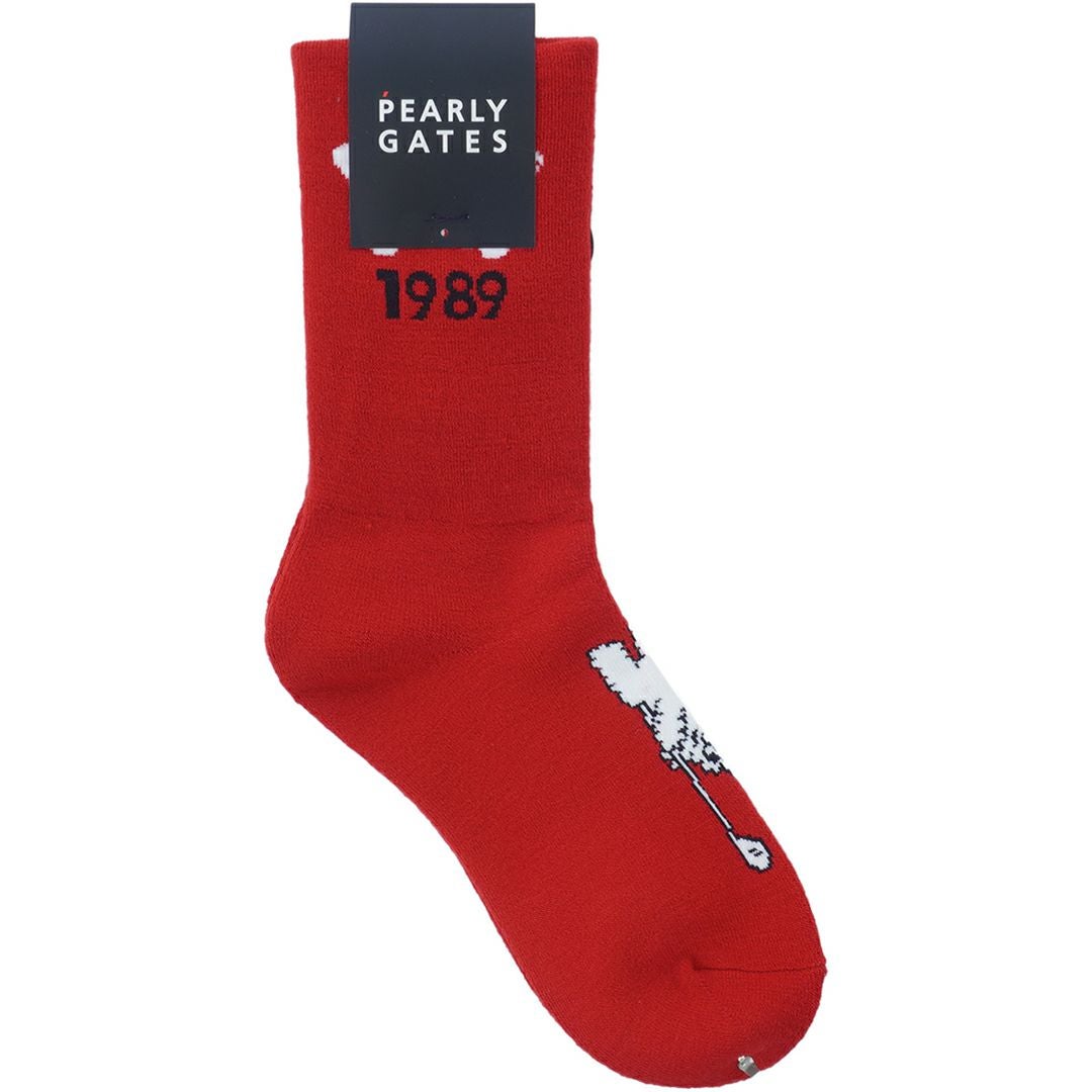 パーリーゲイツ PEARLY GATES レディース ぷっくりロゴミドルソックス PAMG5BXF レッド