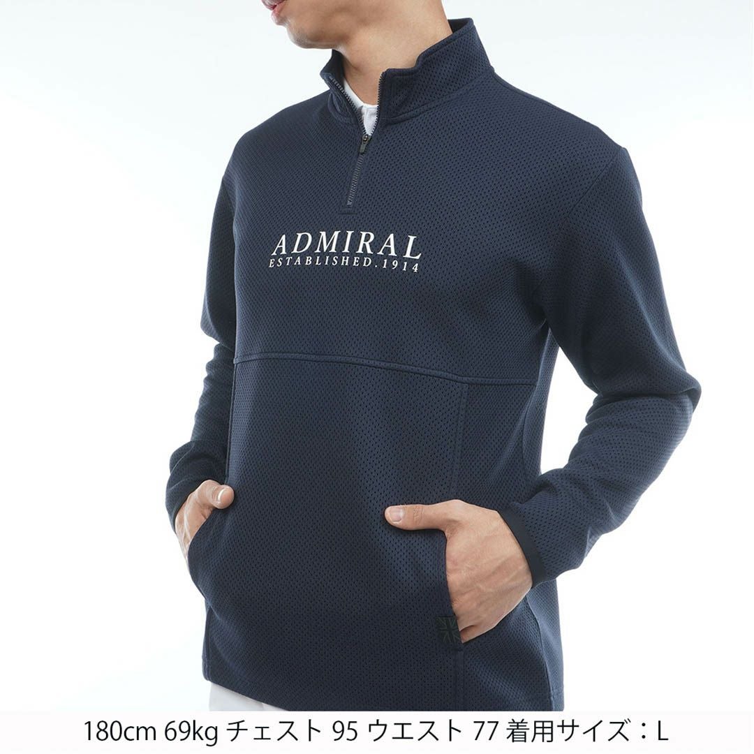 Admiral GOLF アドミラルゴルフ メンズ ゴルフウェア 長袖 ニット トレーナー ADMA602 ネイビー 詳細1