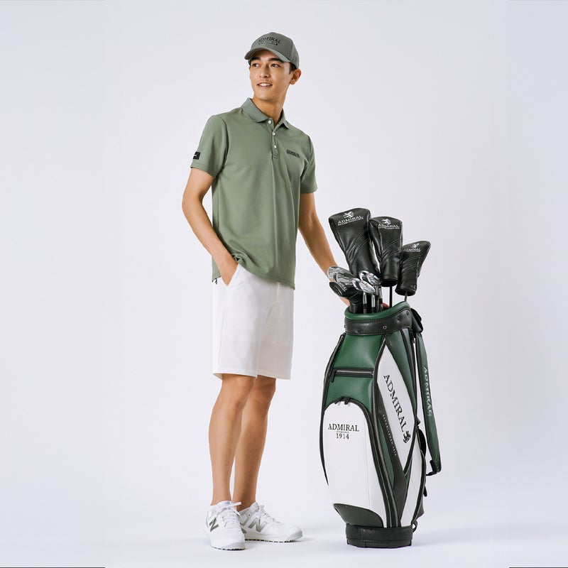アドミラルゴルフ Admiral GOLF メンズ カラタッチ ポロシャツ ADMA606 カーキ モデル着用1