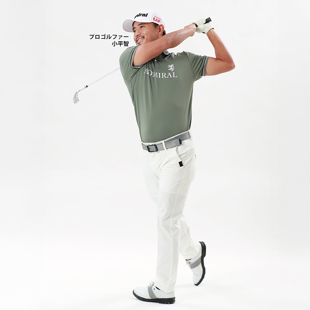 小平智プロ着用　アドミラルゴルフ Admiral GOLF メンズ 4WAYツイル テーパードパンツ ADMA608 ホワイト