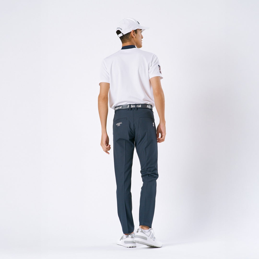 アドミラルゴルフ Admiral GOLF メンズ 4WAYツイル テーパードパンツ ADMA608 ネイビー モデル着用2