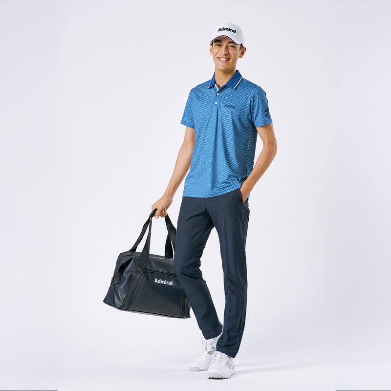 アドミラルゴルフ Admiral GOLF メンズ 4WAYツイル テーパードパンツ ADMA608 ネイビー モデル着用3