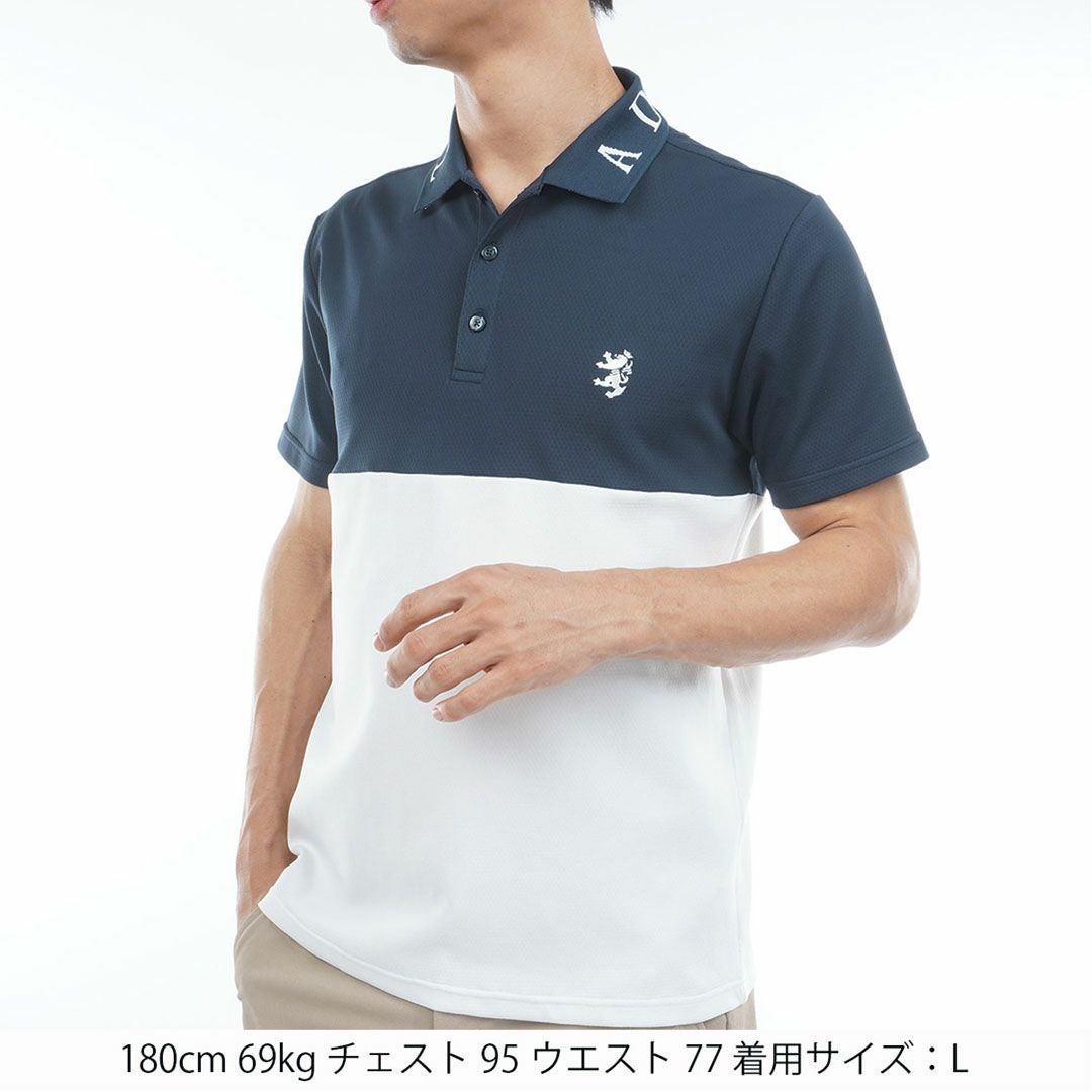  アドミラルゴルフ Admiral GOLF メンズ カラタッチ カラーブロックポロシャツ ADMA618 ネイビー