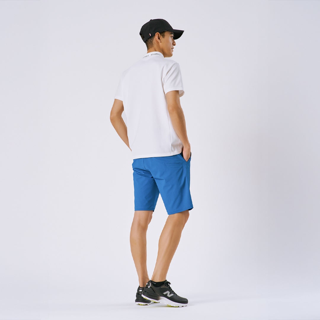 アドミラルゴルフ Admiral GOLF メンズ カラタッチ ランパントモックネックシャツ ADMA619 ホワイト モデル着用2