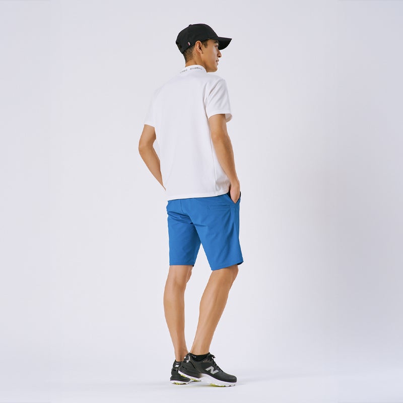 アドミラルゴルフ Admiral GOLF メンズ カラタッチ ランパントモックネックシャツ ADMA619 ホワイト モデル着用2