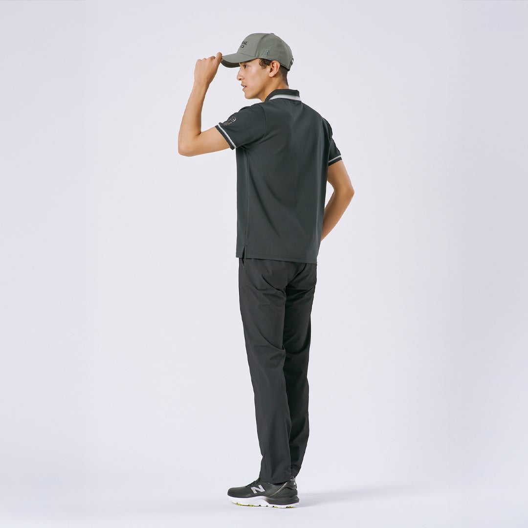 アドミラルゴルフ Admiral GOLF メンズ 透け防 ストレートパンツ ADMA620 BLACK モデル着用2