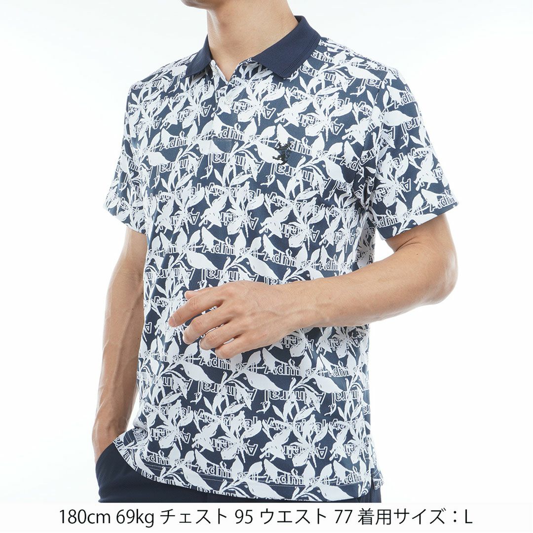 アドミラルゴルフ Admiral GOLF メンズ リーフジャガード ポロシャツ ADMA623 ネイビー