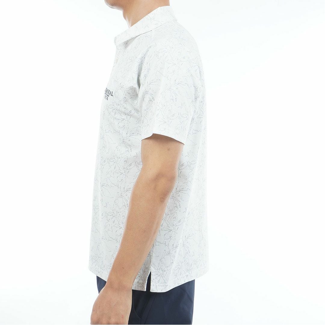 アドミラルゴルフ Admiral GOLF メンズ ストレッチメッシュ リーフプリントシャツ ADMA625 ホワイト