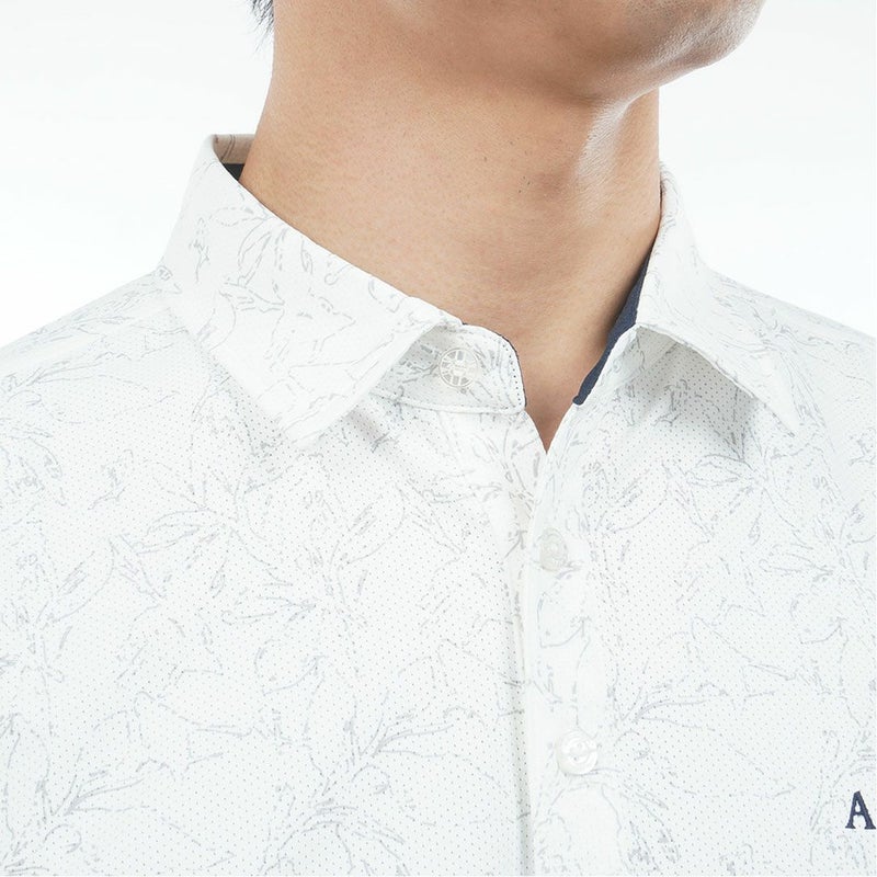 アドミラルゴルフ Admiral GOLF メンズ ストレッチメッシュ リーフプリントシャツ ADMA625 ホワイト