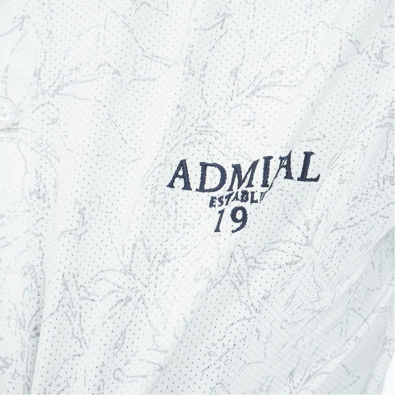 アドミラルゴルフ Admiral GOLF メンズ ストレッチメッシュ リーフプリントシャツ ADMA625 ホワイト