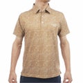 アドミラルゴルフ Admiral GOLF メンズ ストレッチメッシュ リーフプリントシャツ ADMA625 キャメル