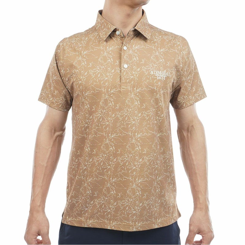 アドミラルゴルフ Admiral GOLF メンズ ストレッチメッシュ リーフプリントシャツ ADMA625 キャメル