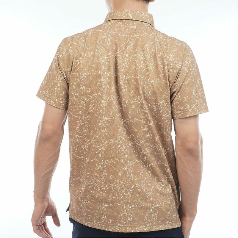 アドミラルゴルフ Admiral GOLF メンズ ストレッチメッシュ リーフプリントシャツ ADMA625 キャメル