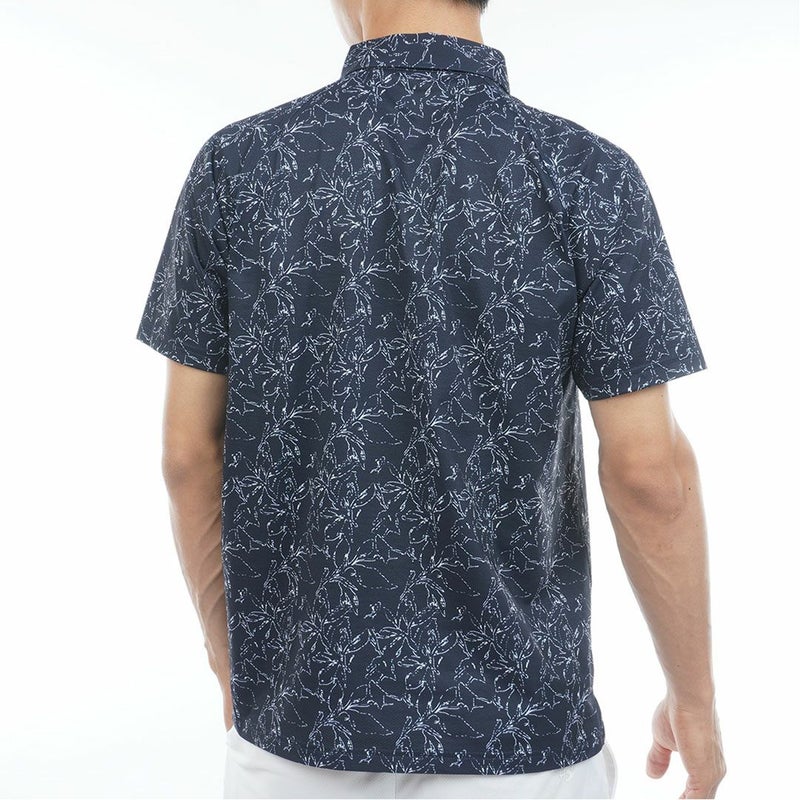 アドミラルゴルフ Admiral GOLF メンズ ストレッチメッシュ リーフプリントシャツ ADMA625 ネイビー