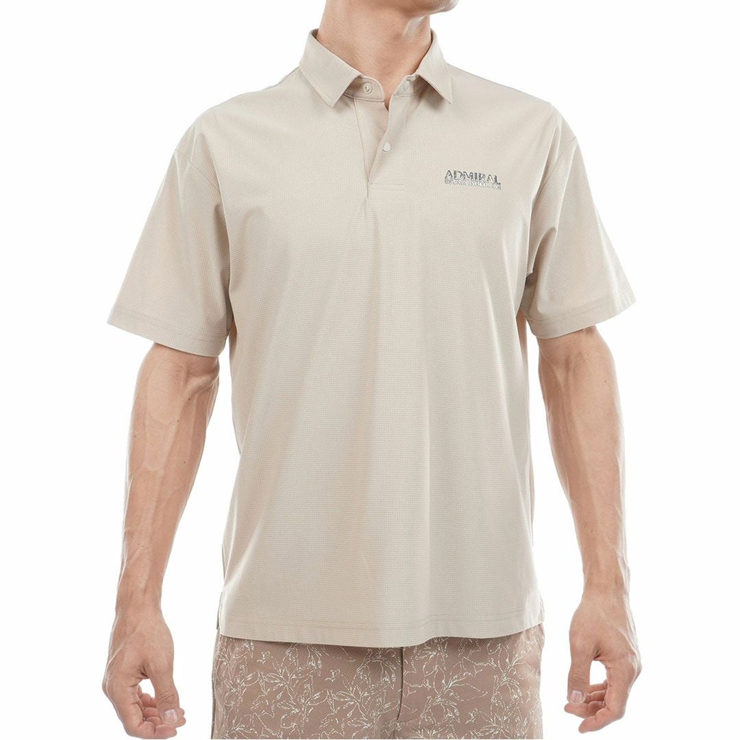AdmiralGOLF アドミラルゴルフ メンズ ゴルフウェア メッシュシャツ 半袖 サンドベージュ 詳細1