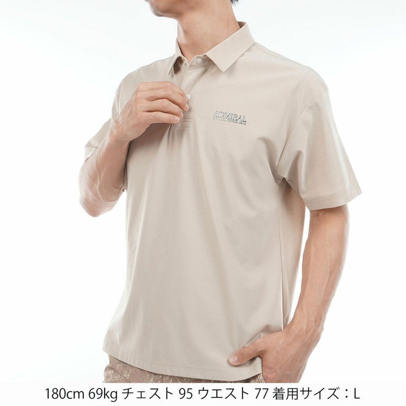 AdmiralGOLF アドミラルゴルフ メンズ ゴルフウェア メッシュシャツ 半袖 サンドベージュ 詳細2