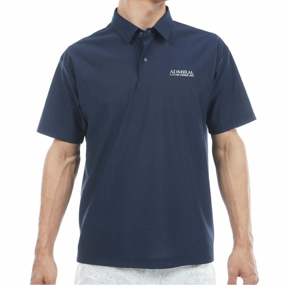 AdmiralGOLF アドミラルゴルフ メンズ ゴルフウェア メッシュシャツ 半袖 ネイビー 詳細1
