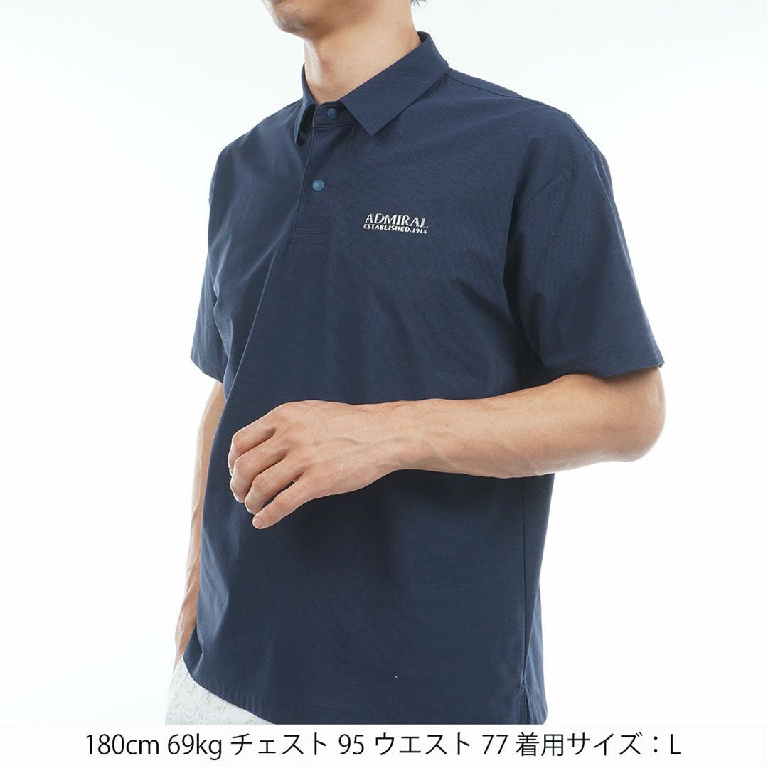 AdmiralGOLF アドミラルゴルフ メンズ ゴルフウェア メッシュシャツ 半袖 ネイビー 詳細2