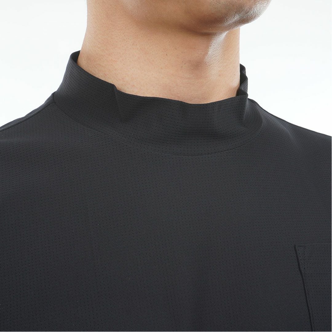 AdmiralGOLF アドミラルゴルフ メンズ ゴルフウェア メッシュモックネックシャツ 半袖 ブラック 詳細8