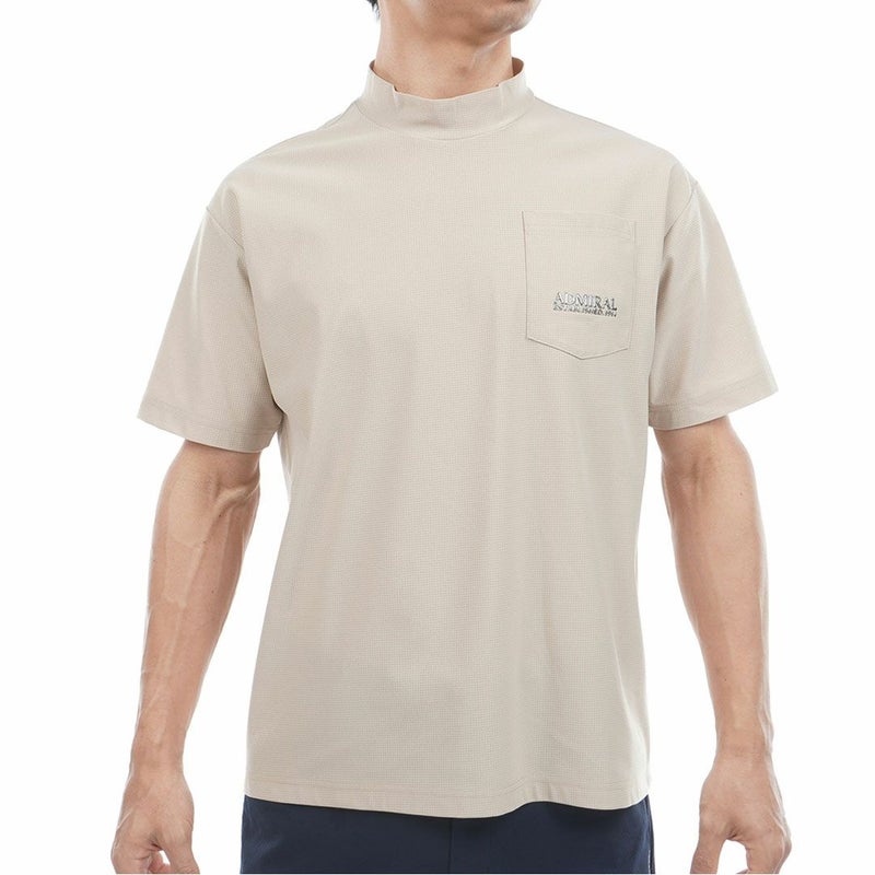 AdmiralGOLF アドミラルゴルフ メンズ ゴルフウェア メッシュモックネックシャツ 半袖 サンドベージュ 詳細1
