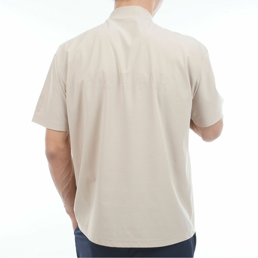 AdmiralGOLF アドミラルゴルフ メンズ ゴルフウェア メッシュモックネックシャツ 半袖 サンドベージュ 詳細3