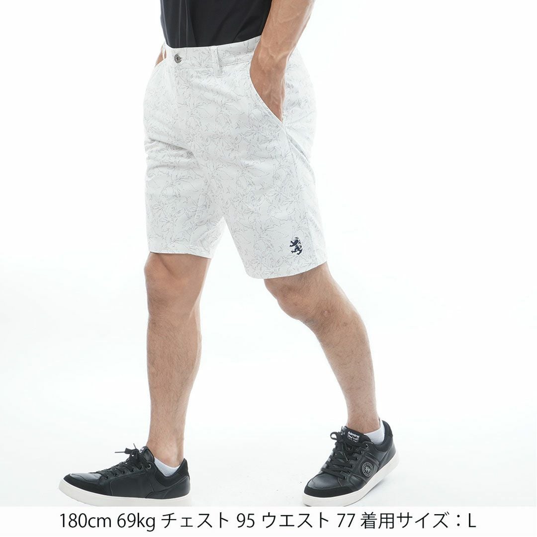 アドミラルゴルフ Admiral GOLF メンズ ストレッチメッシュ リーフプリント ショートパンツ ADMA631 ホワイト