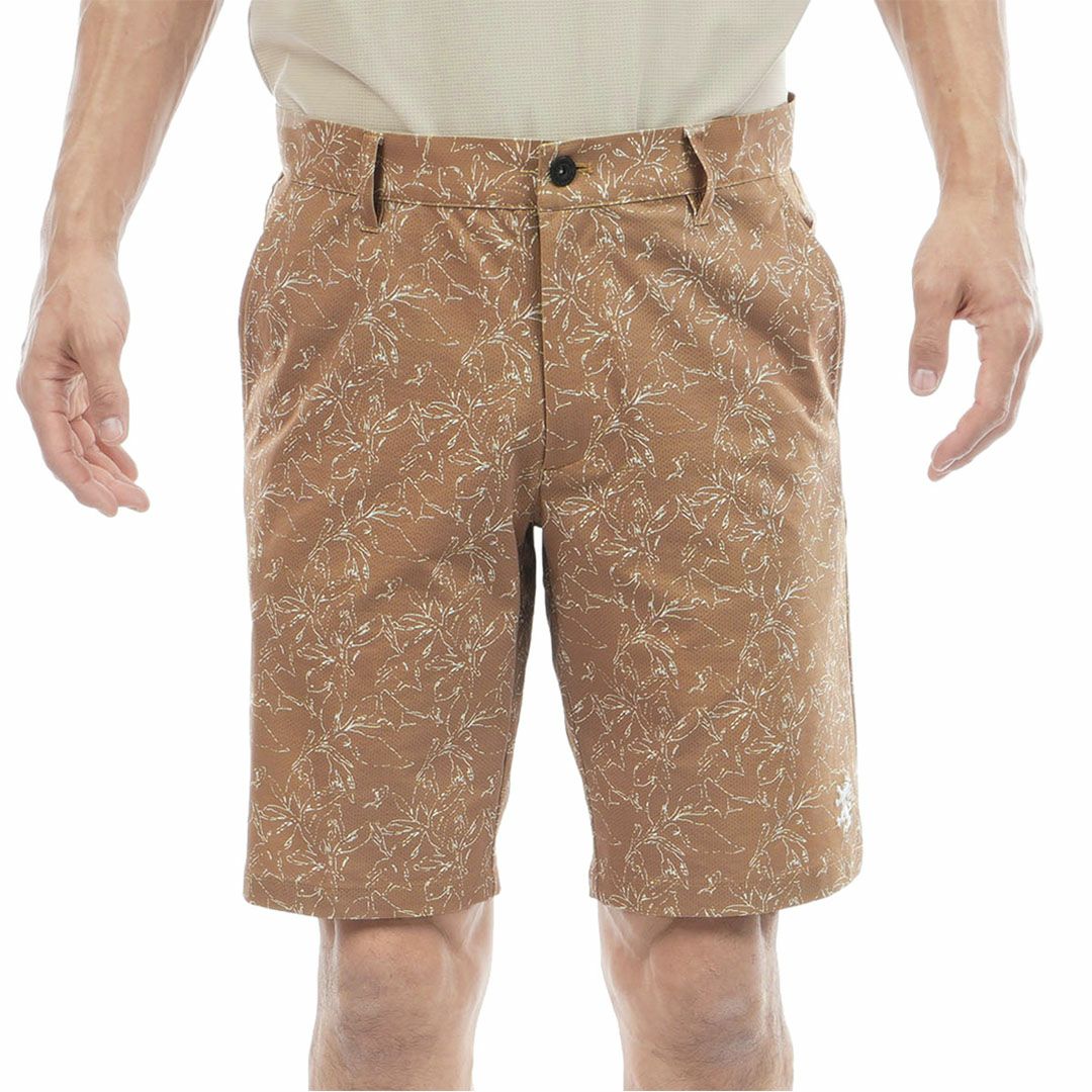 アドミラルゴルフ Admiral GOLF メンズ ストレッチメッシュ リーフプリント ショートパンツ ADMA631 キャメル