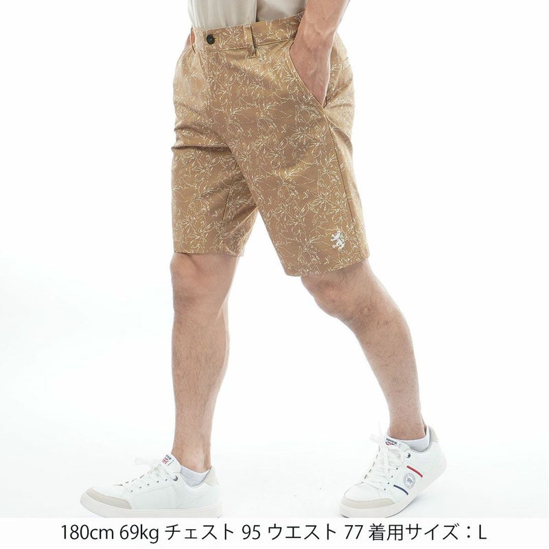 アドミラルゴルフ Admiral GOLF メンズ ストレッチメッシュ リーフプリント ショートパンツ ADMA631 キャメル