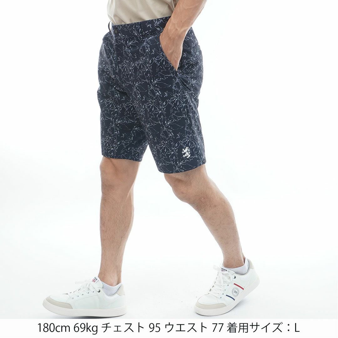 アドミラルゴルフ Admiral GOLF メンズ ストレッチメッシュ リーフプリント ショートパンツ ADMA631 ネイビー