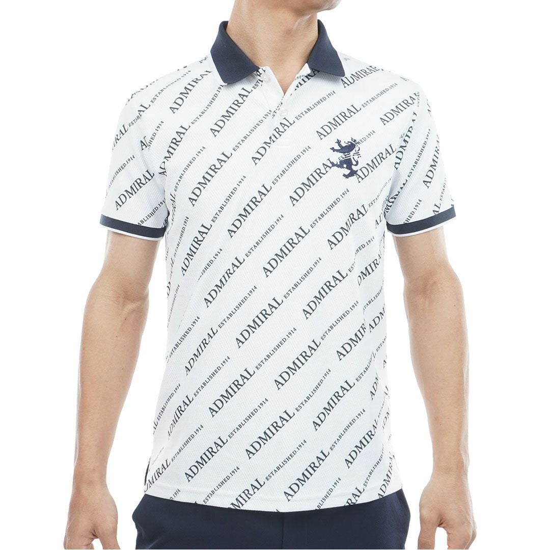 アドミラルゴルフ Admiral GOLF メンズ 汗染み防止 遮熱ロゴプリントシャツ ADMA635 ホワイト