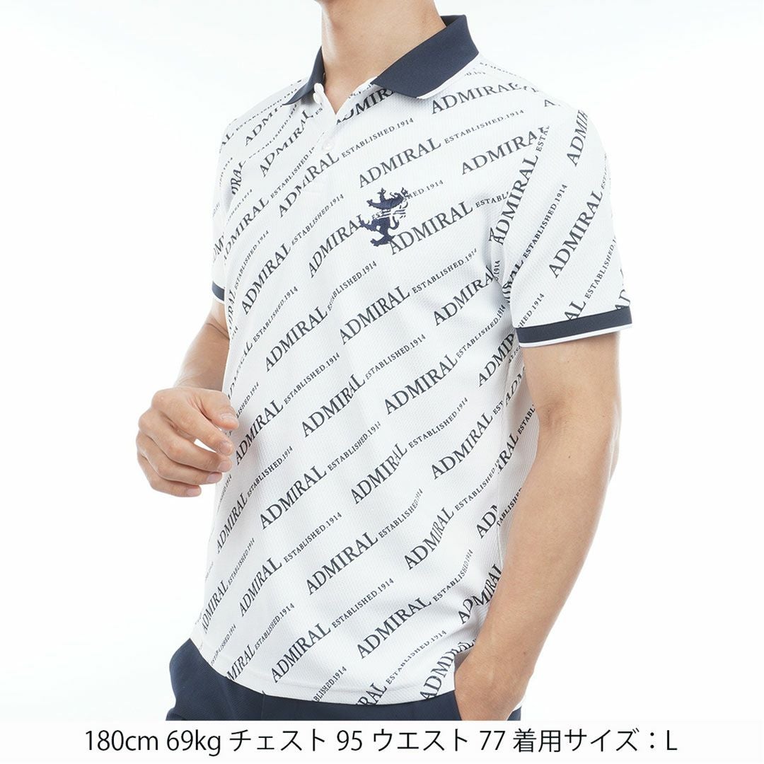 アドミラルゴルフ Admiral GOLF メンズ 汗染み防止 遮熱ロゴプリントシャツ ADMA635 ホワイト