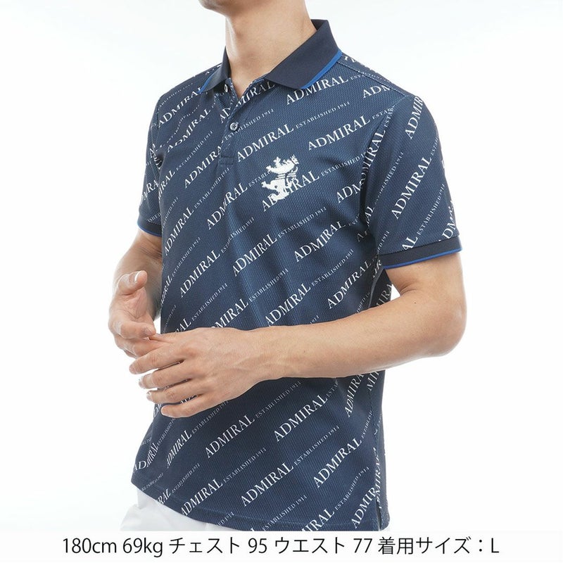 アドミラルゴルフ Admiral GOLF メンズ 汗染み防止 遮熱ロゴプリントシャツ ADMA635 ネイビー