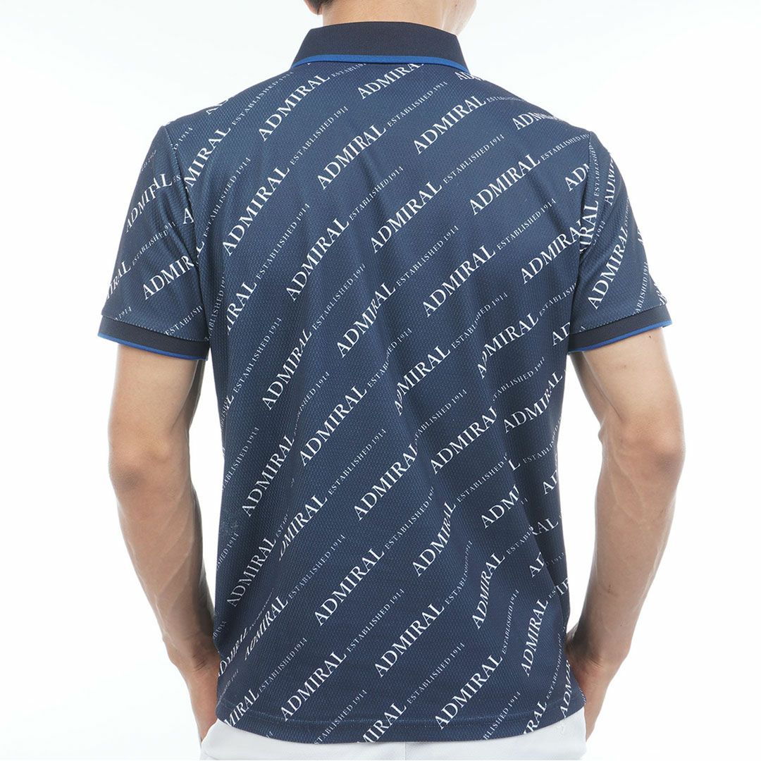 アドミラルゴルフ Admiral GOLF メンズ 汗染み防止 遮熱ロゴプリントシャツ ADMA635 ネイビー