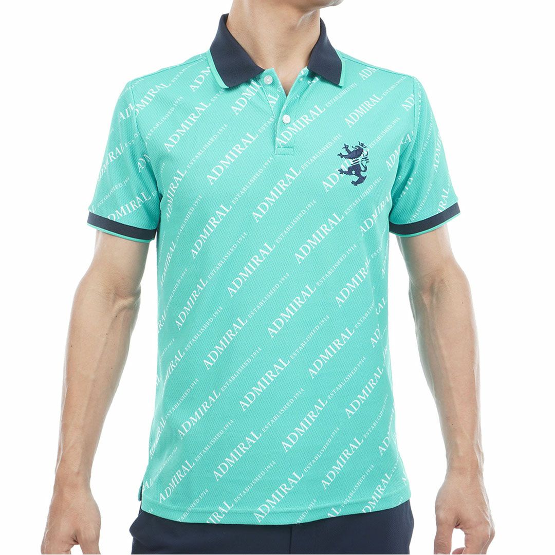アドミラルゴルフ Admiral GOLF メンズ 汗染み防止 遮熱ロゴプリントシャツ ADMA635 グリーン