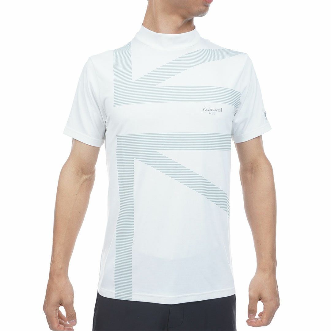 アドミラルゴルフ Admiral GOLF メンズ カラタッチプラス UJプリントモックネックシャツ ADMA636 ホワイト